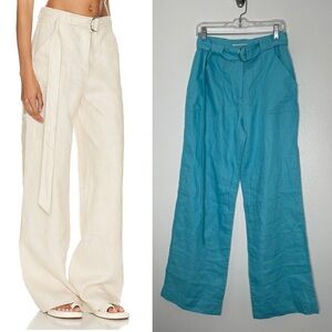 GRLFRND The Linen Cargo Pant In Turquoise Blue Size Small New Sample